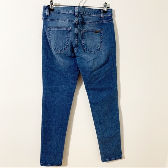 Michael Michael Kors Boyfriend Factory Faded Denim Jeans Darker Wash Size 2 - Picture 6 of 12